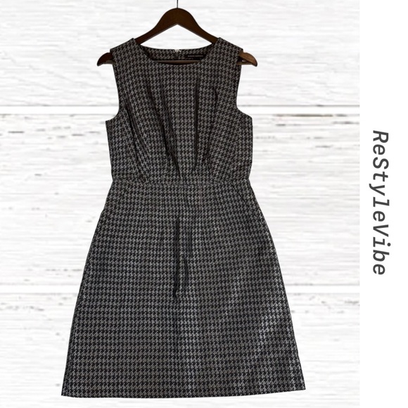 BANANA REPUBLIC Women’s Size 8 Dress Silk Blend Lined Sheath Houndstooth Pockets - Picture 1 of 16